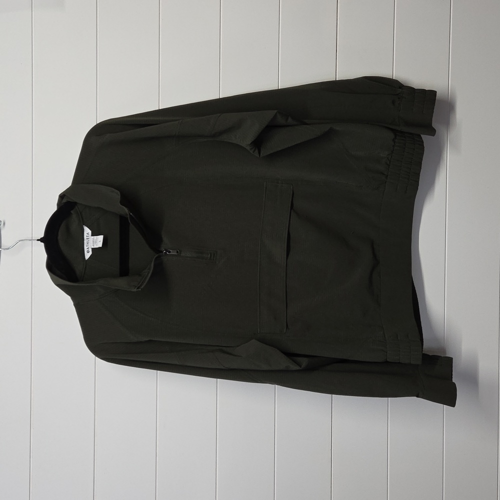 Athleta Pullover Jacket Windbreaker Womens Size Large Army Olive Green